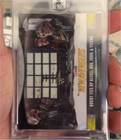 2025 Topps Chrome Marvel Studios Thunderbolts #T-21 Bucky Ties Up Alexei, Ava, John & Yelena — front