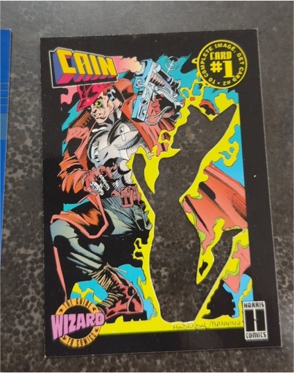1993 Wizard Magazine Harris Comics CAIN Die-Cut Decryptor Promo Card #1 — front