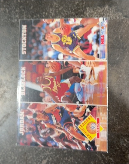 1993-94 Hoops #289 Steals (Michael Jordan / Mookie Blaylock / John Stockton) — front