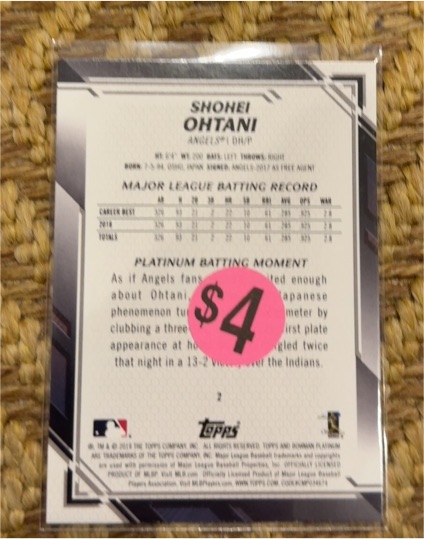 2019 Bowman Platinum #2 Shohei Ohtani — front