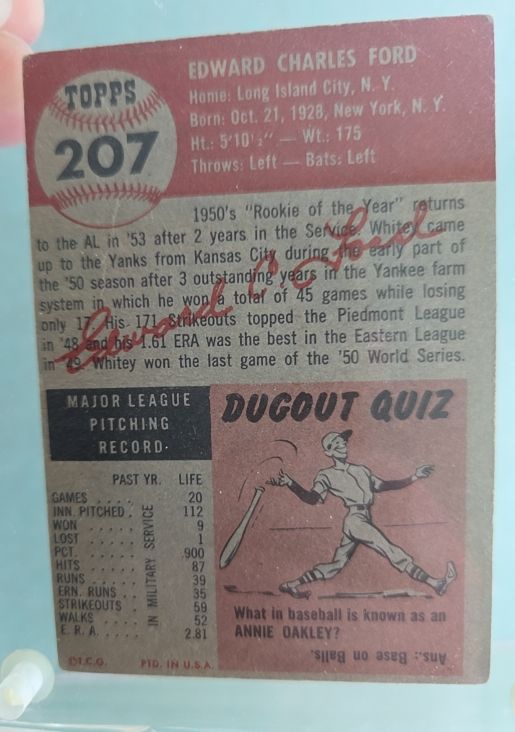 1953 Topps #207 Edward Charles Ford — front
