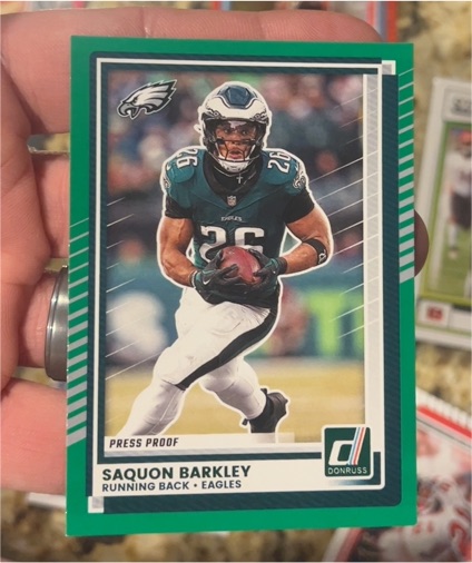2025 Donruss #20 Saquon Barkley Press Proof Green — front