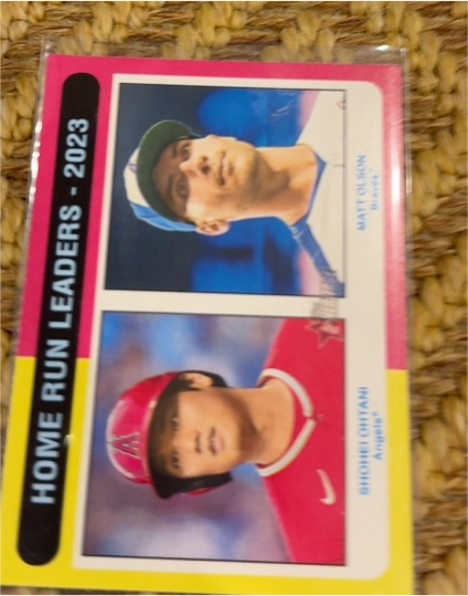 2024 Topps Heritage #307 Home Run Leaders - 2023 (Shohei Ohtani / Matt Olson) — front