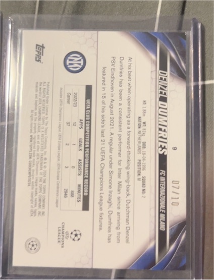 2023 Topps UEFA Club Competitions #9 Denzel Dumfries — front