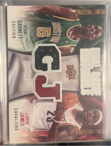 2009-10 Upper Deck Dual Game Materials #DG-LK Kevin Garnett / LeBron James — front