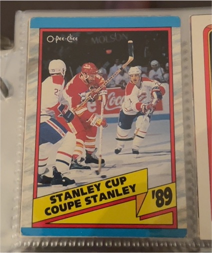 1989-90 O-Pee-Chee #329 Calgary Flames Stanley Cup Finals — front
