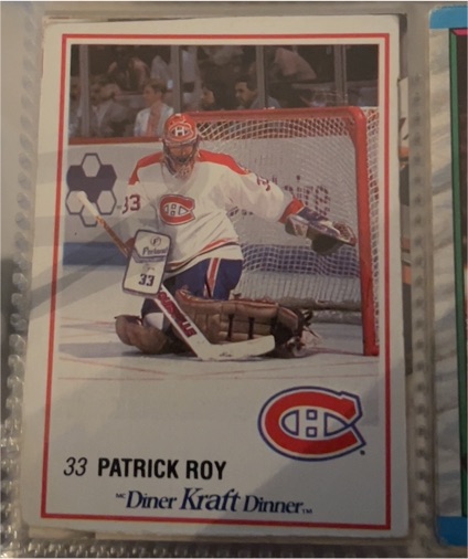 1989-90 Kraft Dinner #25 Patrick Roy — front