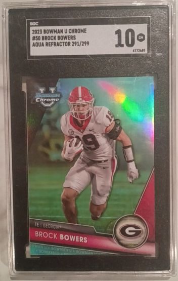 2023 Bowman U Chrome #50 Brock Bowers Aqua Refractor 291/299 — front