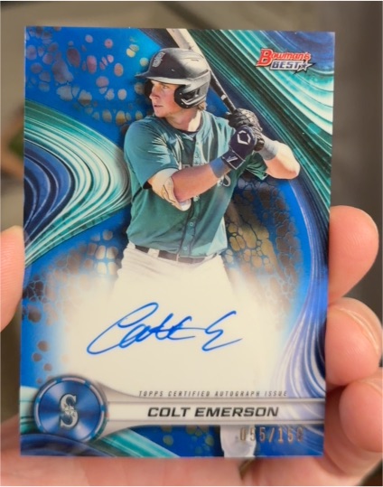 2024 Bowman's Best #B24-CE Colt Emerson True Blue Refractor Auto — front