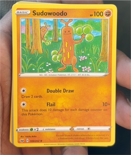 2020 Pokémon Sword & Shield #100 Sudowoodo — front