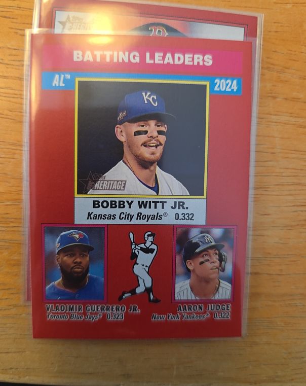 2025 Topps Heritage #192 Bobby Witt Jr. AL Batting Leaders — front
