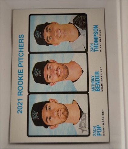 2022 Topps Heritage #73 Zach Pop / Zach Thompson / Anthony Bender Rookie Pitchers — front