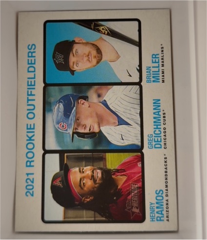 2022 Topps Heritage #71 Henry Ramos / Brian Miller / Greg Deichmann Rookie — front