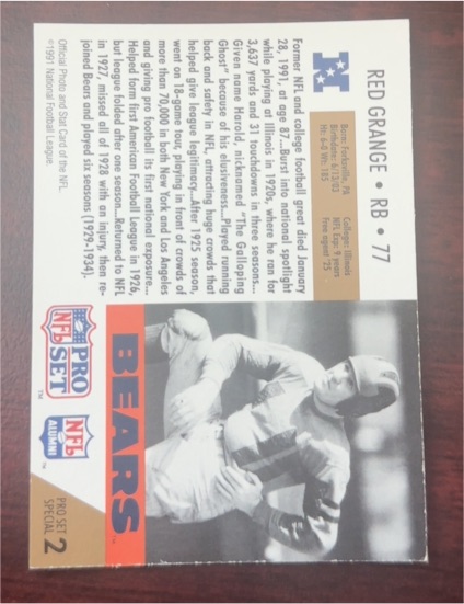 1990 Pro Set #77 Red Grange — front