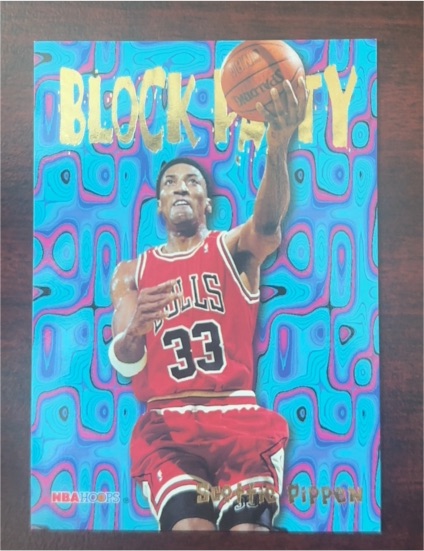 1995-96 NBA Hoops #3 Scottie Pippen Block Party — front