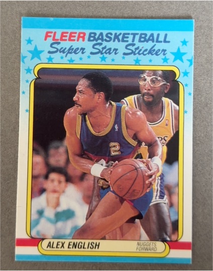 1988 Fleer Basketball Super Star Sticker #4 Alex English — front