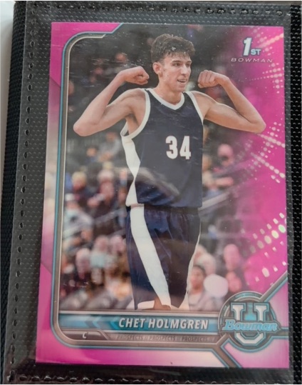 2021-22 Bowman University #38 Chet Holmgren Pink Refractor — front