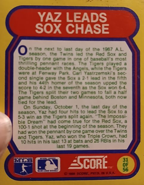 1988 Score #31 Carl Yastrzemski — front