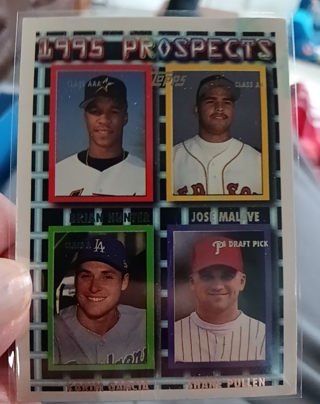1995 Topps #237 Brian Hunter / Jose Malave / Karim Garcia / Shane Pullen — front