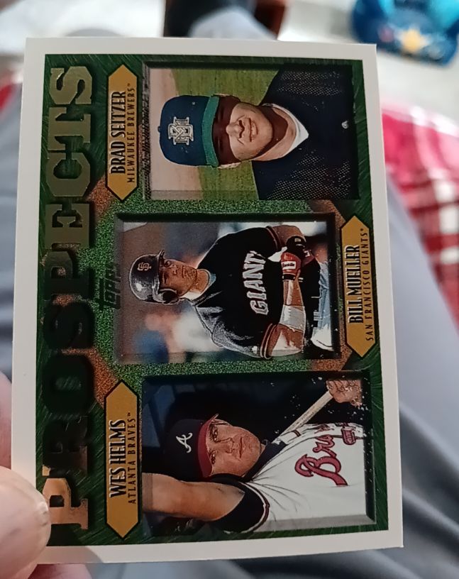 1997 Topps #490 Wes Helms / Bill Mueller / Brad Seitzer — front