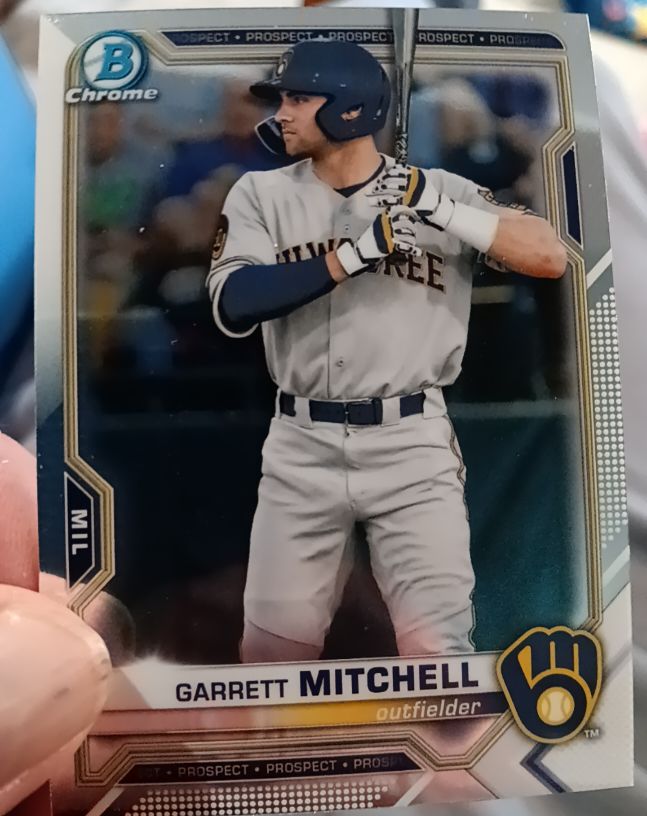 2021 Bowman Chrome #BCP-129 Garrett Mitchell — front