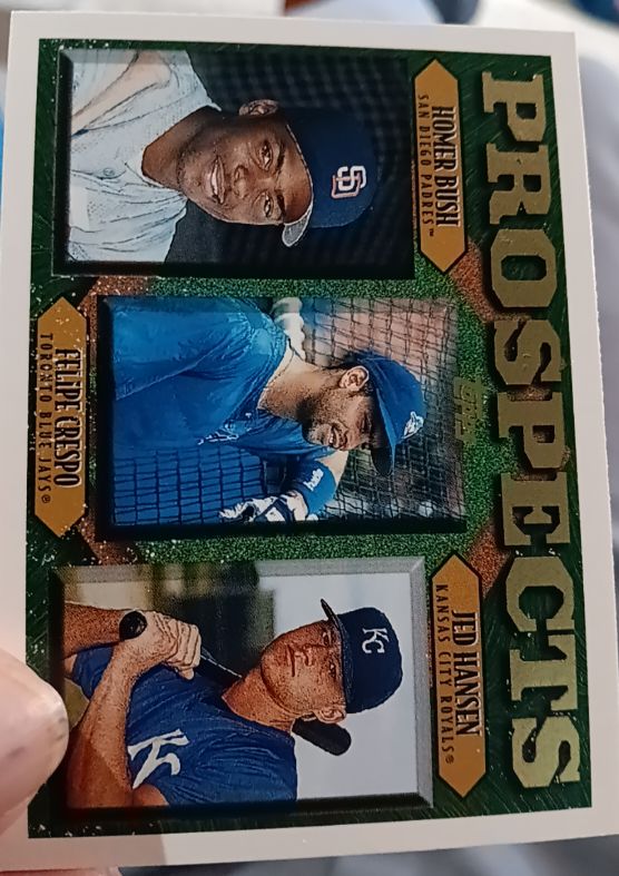 1997 Topps #203 Homer Bush/Felipe Crespo/Jed Hansen — front
