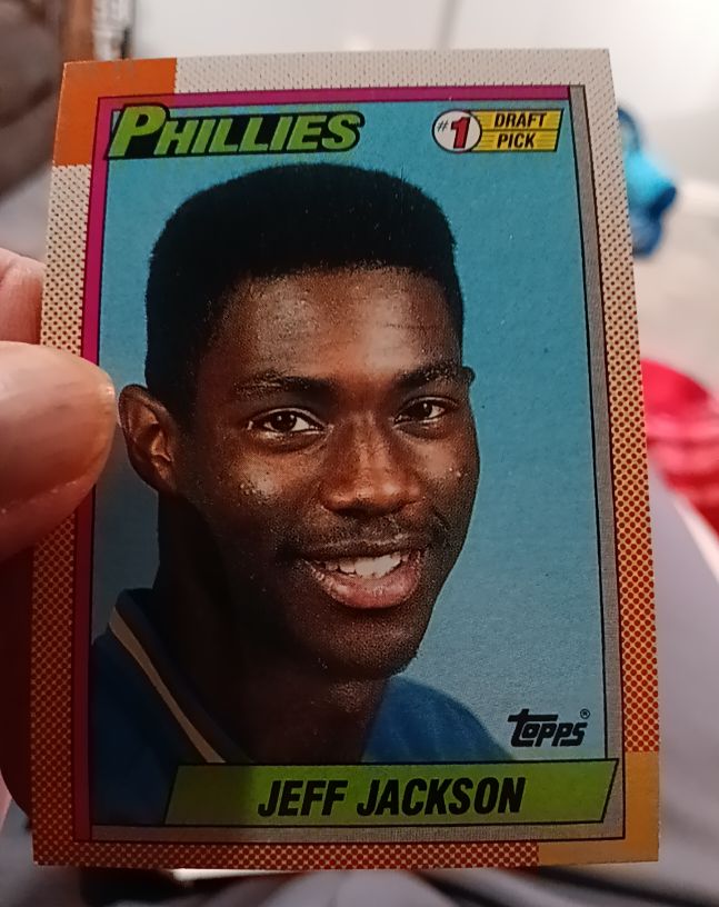1990 Topps #1 Jeff Jackson Philadelphia Phillies #1 Draft Pick — front