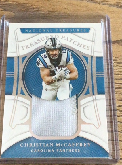 2021 Panini National Treasures Treasured Patches #TP-CM Christian McCaffrey — front