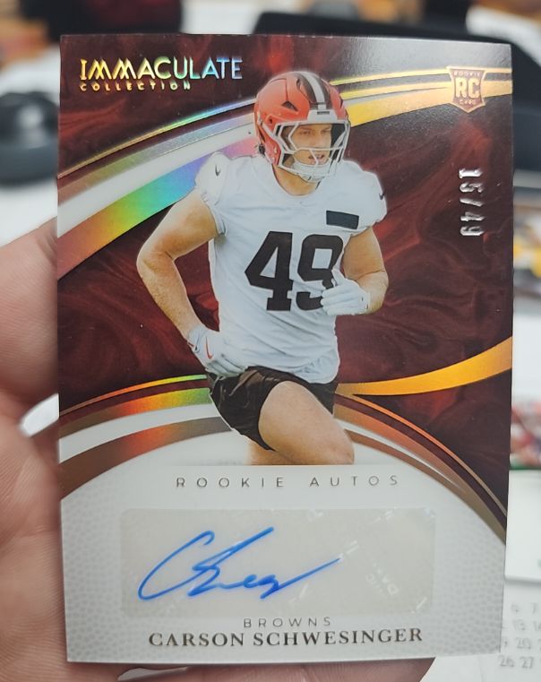 2025 Panini Immaculate #RA-CS Carson Schwesinger Rookie Auto — front