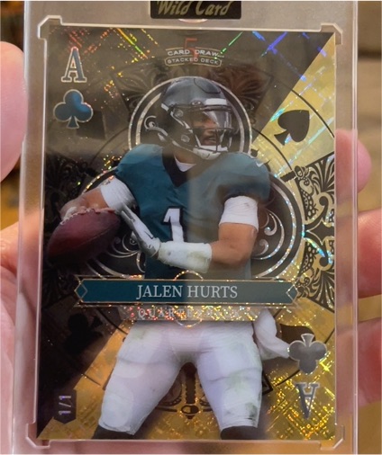 2024 Wild Card 5 Card Draw Stacked Deck Ace of Clubs Jalen Hurts — front