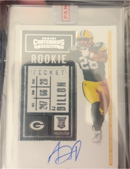 2020 Panini Contenders Rookie Ticket #126 AJ Dillon — front