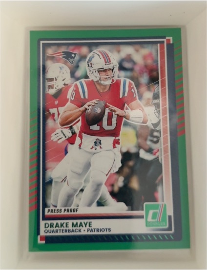 2025 Panini Donruss #58 Drake Maye Press Proof Green — front