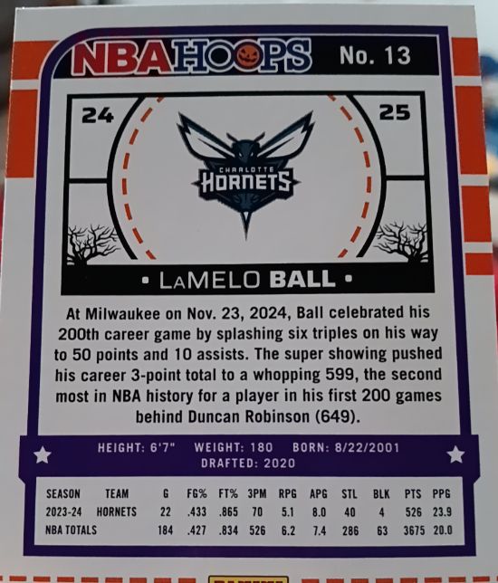 2024-25 Panini NBA Hoops #13 LaMelo Ball — front