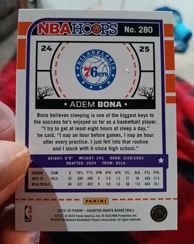 2024-25 Panini NBA Haunted Hoops #280 Adem Bona — front