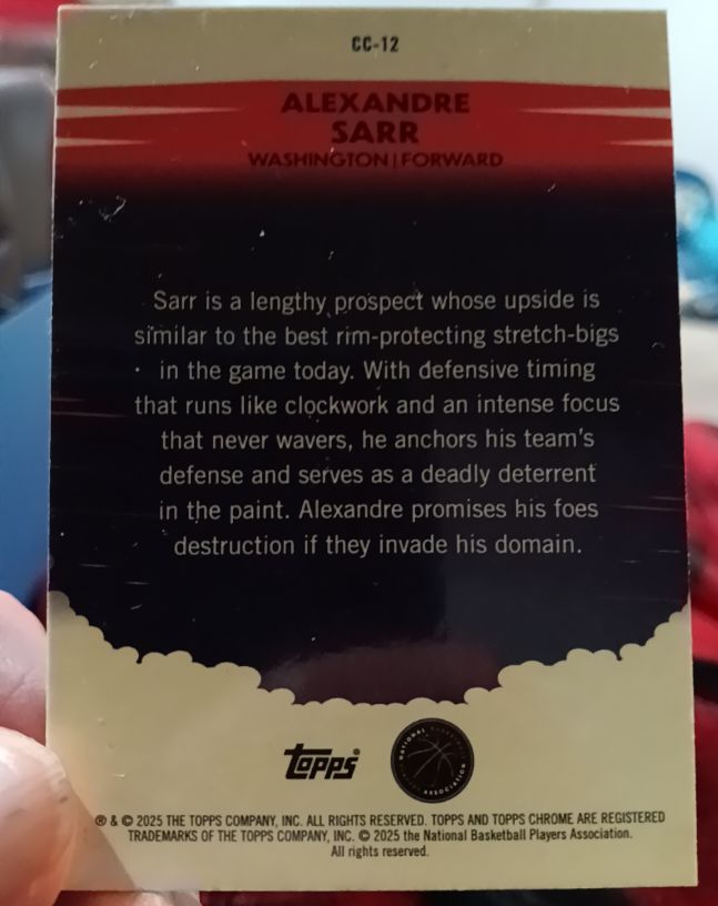 2025 Topps Chrome Clutch City Prospects #CC-12 Alexandre Sarr — front