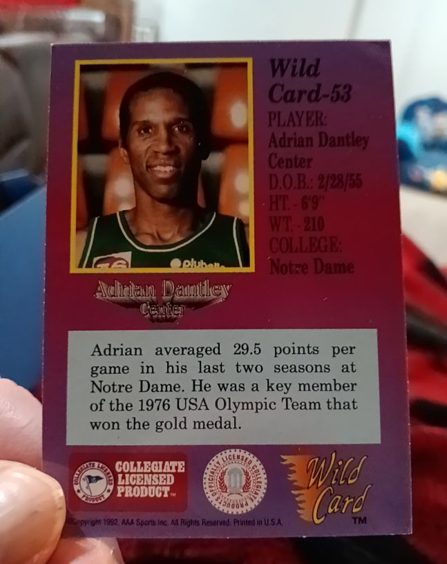 1991 Wild Card #53 Adrian Dantley — front