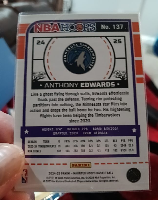 2024-25 Panini NBA Hoops #137 Anthony Edwards — front