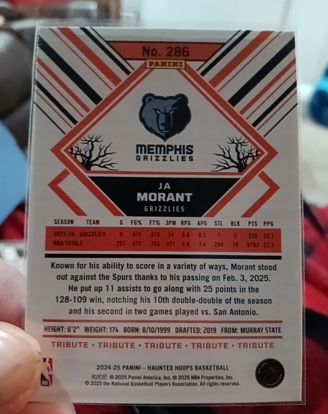 2024-25 Panini Haunted Hoops #286 Ja Morant — front