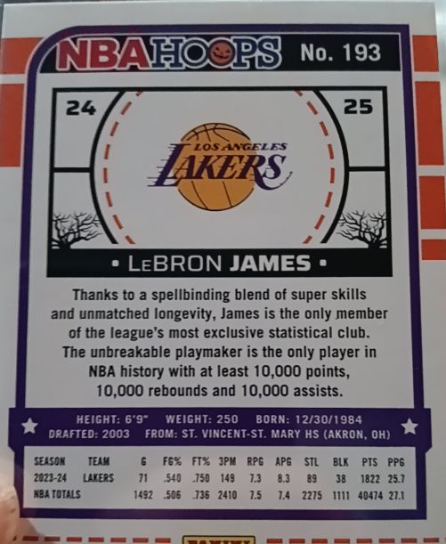 2023-24 NBA Hoops #193 LeBron James — front