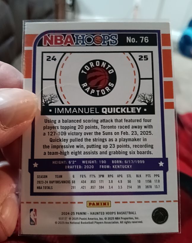 2024-25 Panini NBA Hoops #76 Immanuel Quickley — front