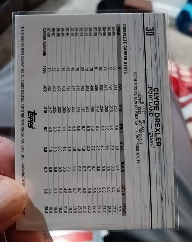 2023-24 Topps Chrome #30 Clyde Drexler — front