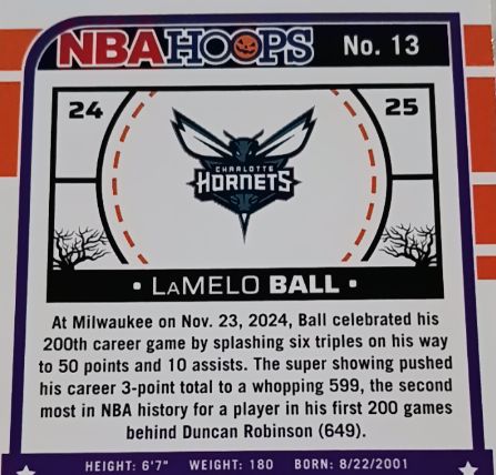 2024-25 Panini NBA Hoops #13 LaMelo Ball — front