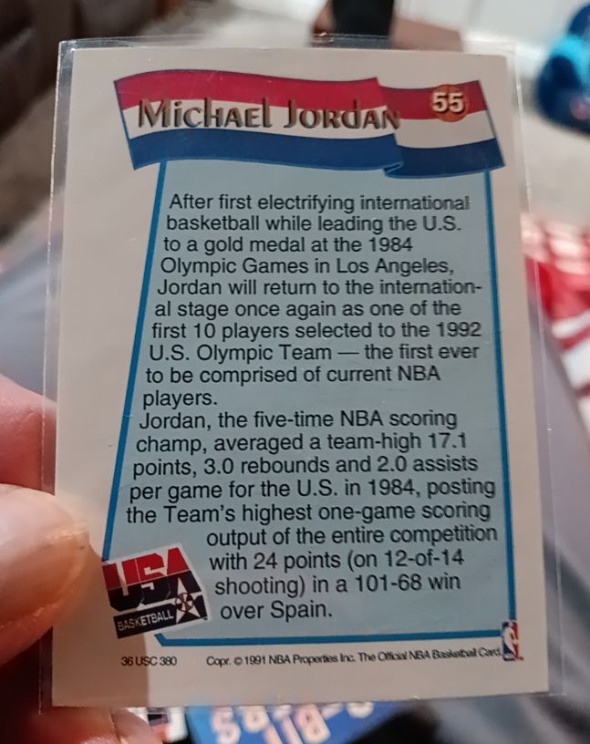1991 NBA USA Basketball #55 Michael Jordan — front