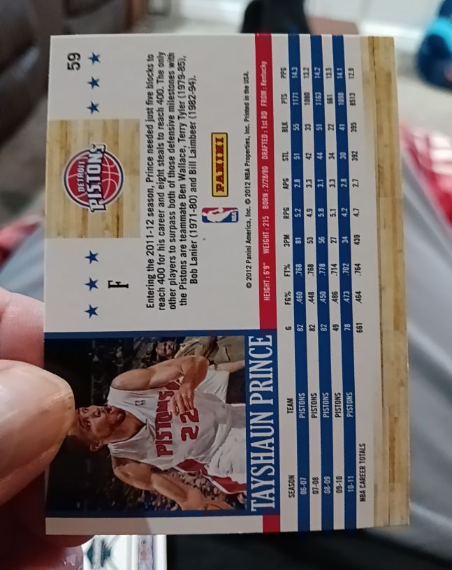 2011-12 Panini NBA Hoops #59 Tayshaun Prince — front