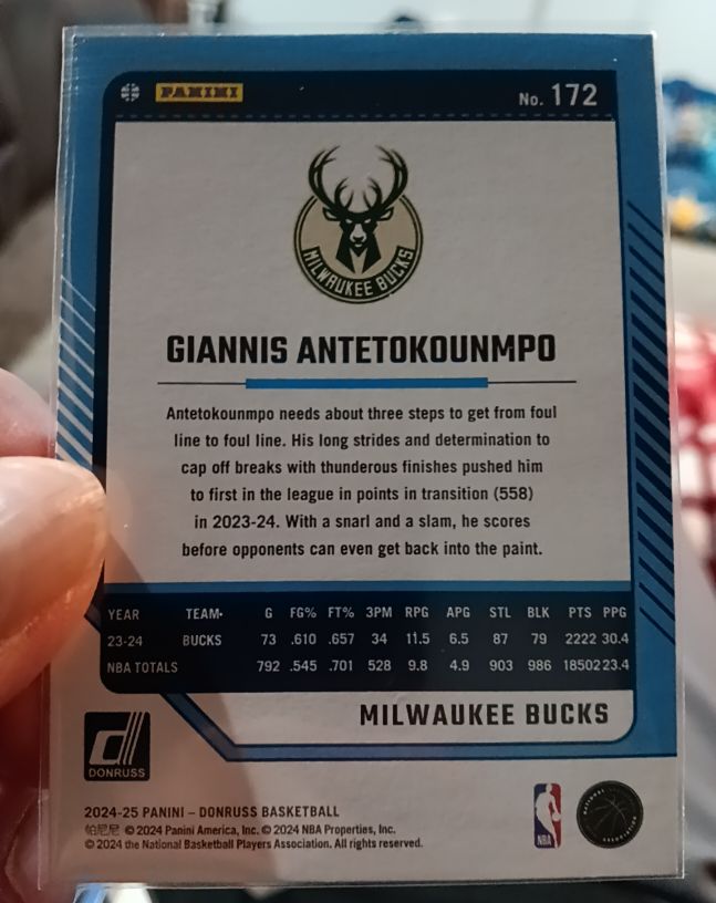 2024-25 Panini Donruss #172 Giannis Antetokounmpo — front