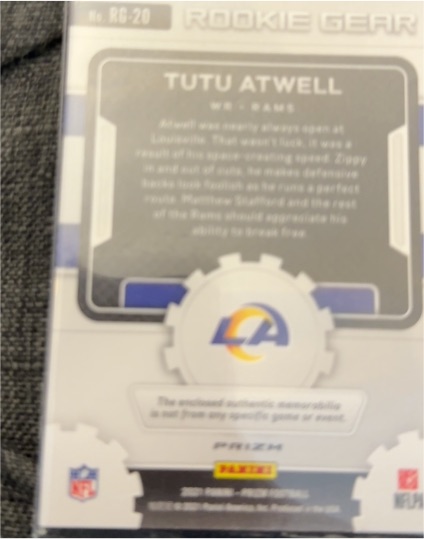 2023 Panini Prizm Rookie Gear #RG-20 Tutu Atwell — front