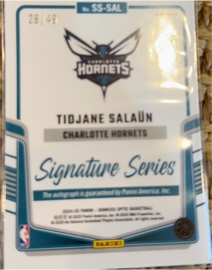 2023 Panini Charlotte Hornets #SS-SAL Tidjane Salaün Signature Series — front