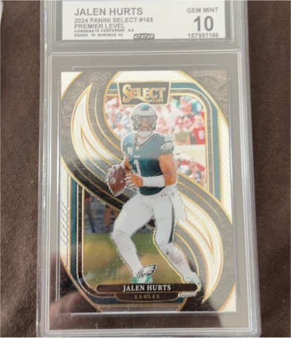 2024 Panini Select #165 Jalen Hurts Premier Level Silver Prizm Die-Cut — front