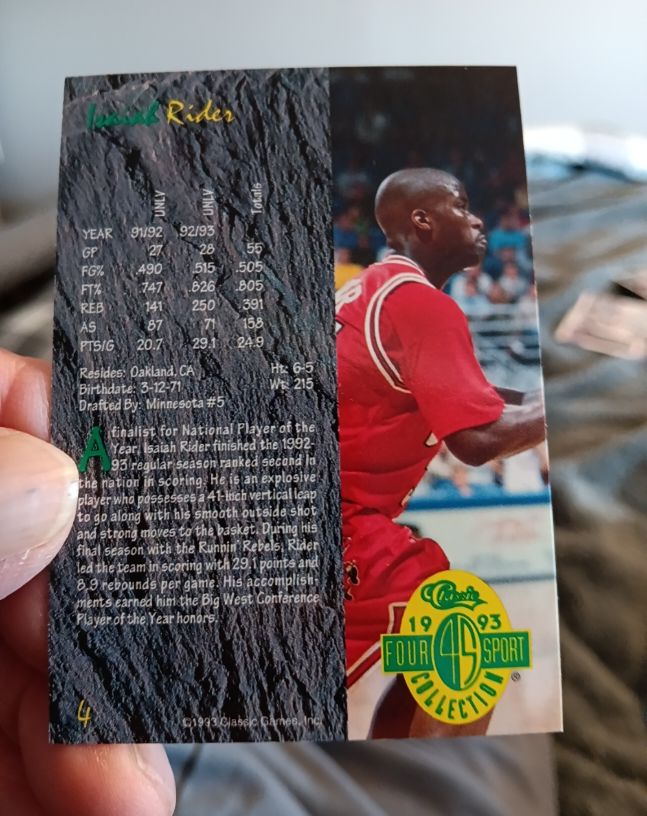1993 Classic Four Sport Collection #4 Isaiah Rider — front