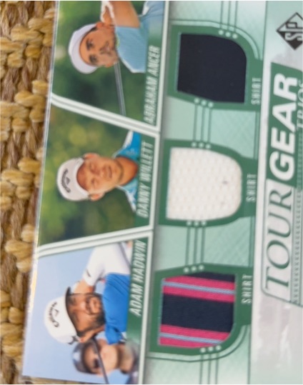 2021 SP Game Used Tour Gear Trios #TG3-HWA Adam Hadwin/Danny Willett/Abraham Ancer — front